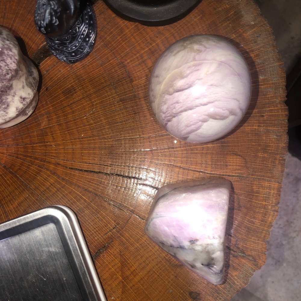 LEPIDOLITE WITH PINK TOURMALINE SPHERE AND FREE FORM